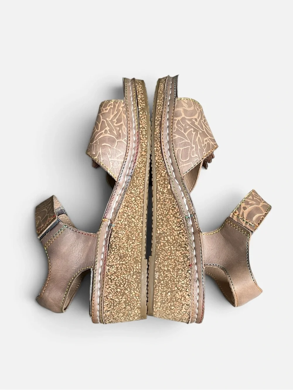 L'Artiste Spring Step “Cuteness”Leather Wedge Sandal in Camel-EU38 (7.5-8)